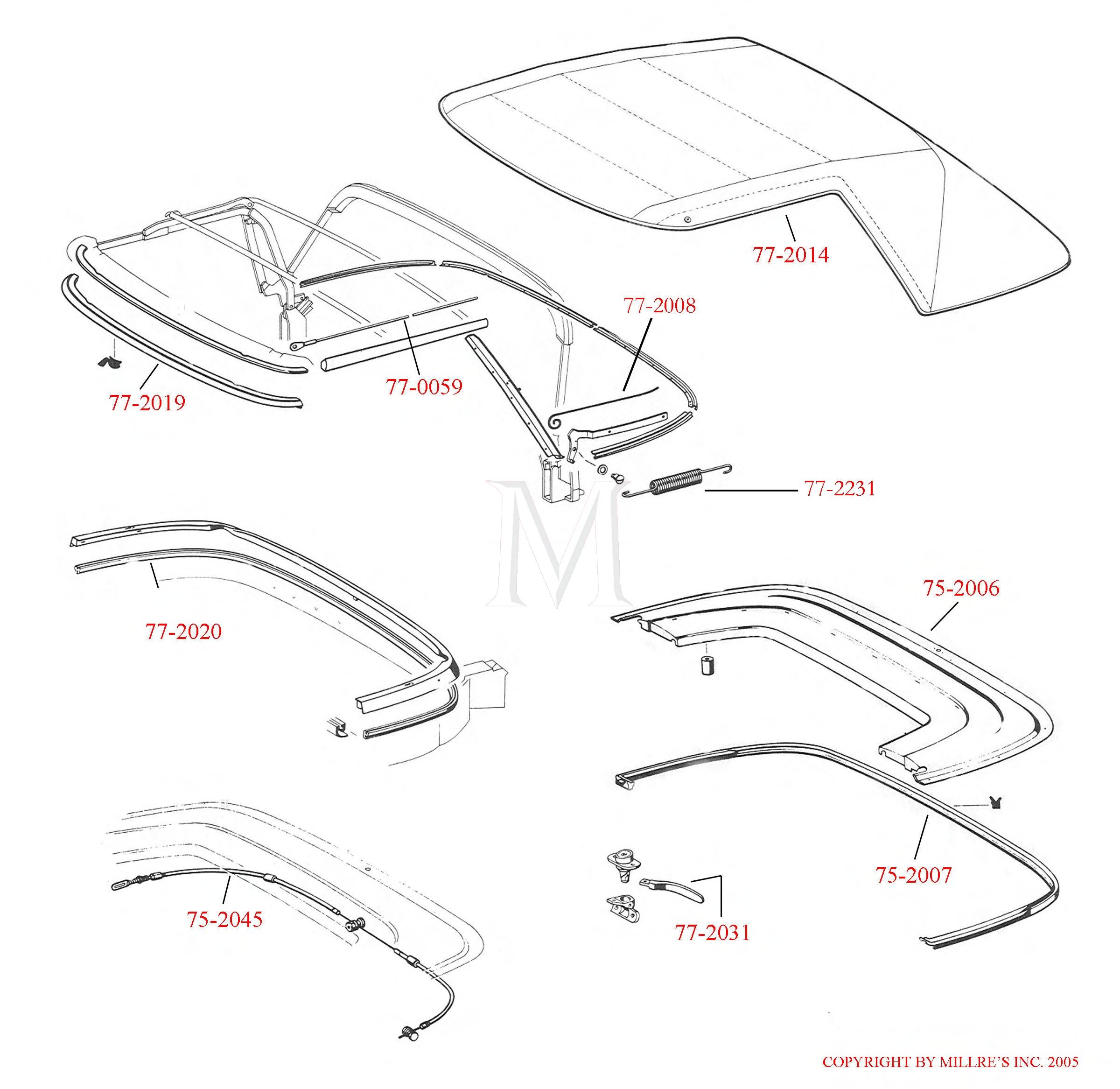 77-2014 230SL 250SL 280SL GERMAN CANVAS CONVERTIBLE TOP