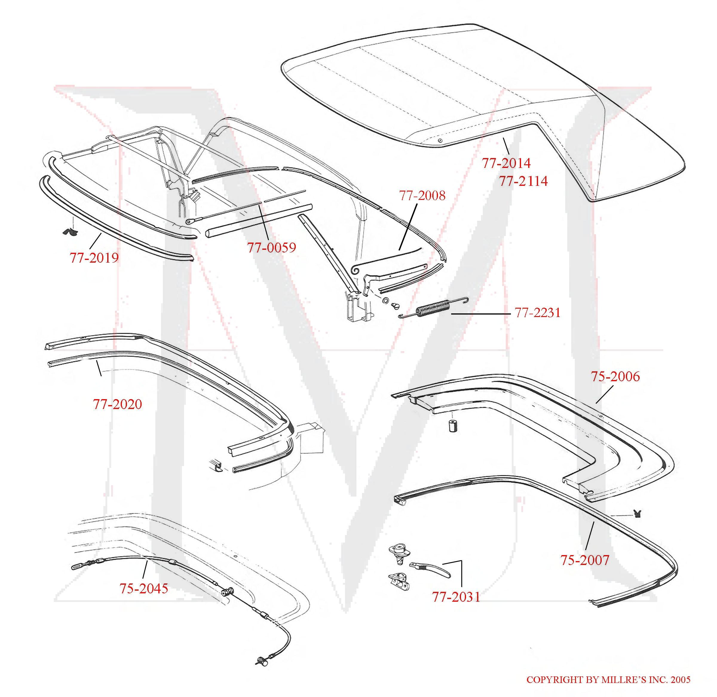 77-2114EhkVeA87DOw6C 230SL 250SL 280SL SONNENNDECK CANVAS CONVERTIBLE TOP